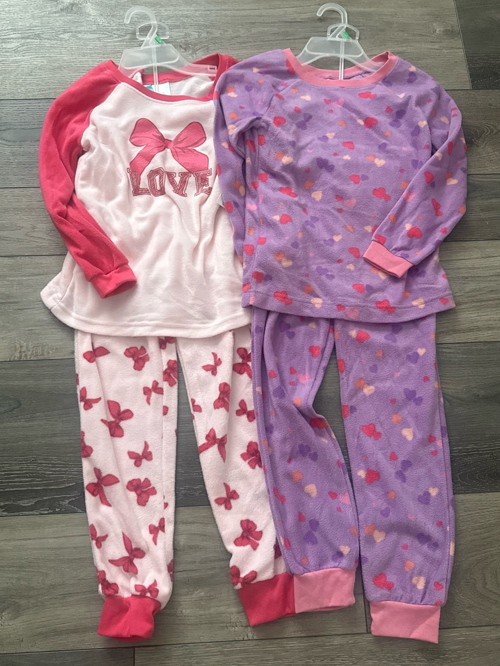 NWT Girls' Two-Piece Fleece Pajama Set - Pink & Purple Heart/Butterfly Print
